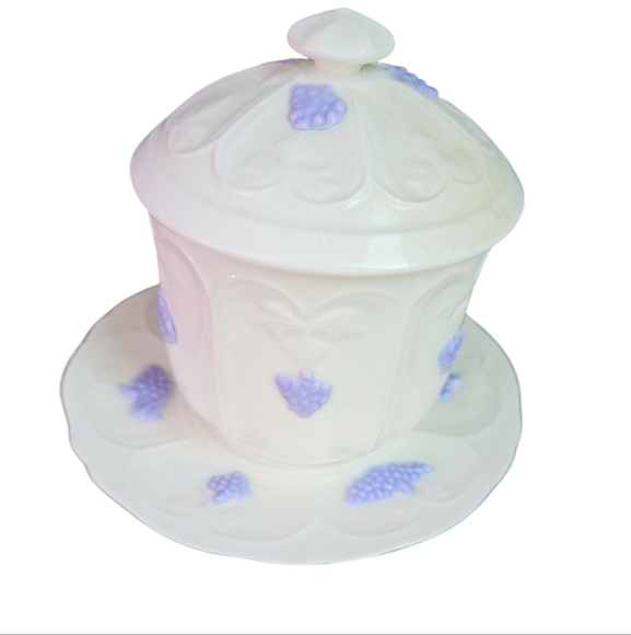 Antique Other - Blue Chelsea Fine Bone China Purple Grape Pattern 1920s Sugar & Saucer Occo Set